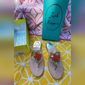 Jack Roger's texas gold/orange platinum flat sandal flip flop size 8